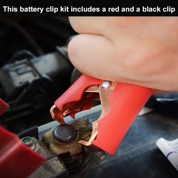 Bilbatteriladere Alligator Clips, Isolerte Batteriklemmer, 2stk E