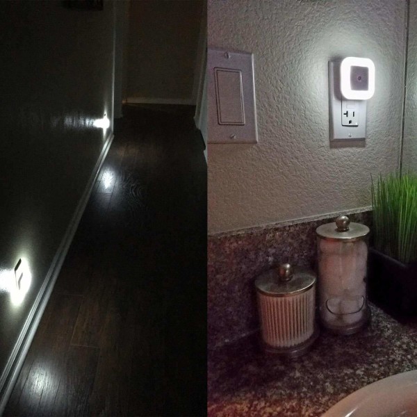 LED-nattlyslampe med smartsensor Dusk to Dawn-sensor, dagslyshvit, 0,5W plug-in, 6-pack