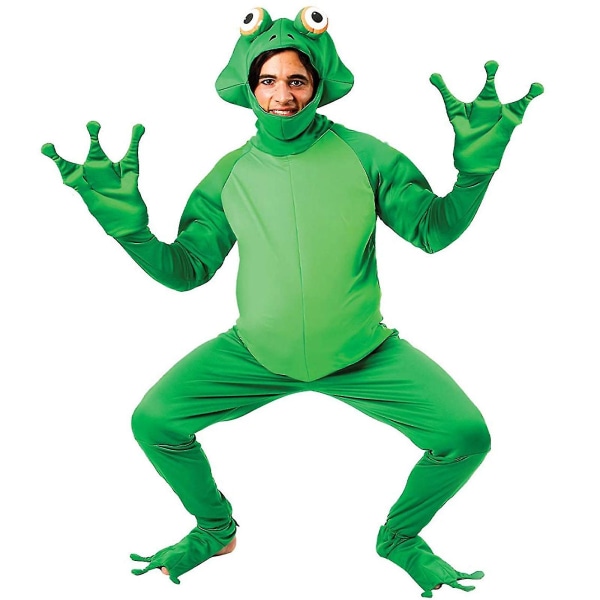 Mænd Halloween Frog Kostume, Jumpsuit med åbent ansigt Bodysuit Cosplay Frog Kostume Kvinder Sjovt tøj L
