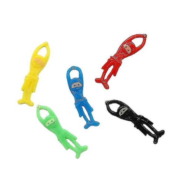 Stretchiga flygande ninjor, bulkpack nyheter barn, perfekta fester, fickpengsleksaker eller prispåsefyllning 6 st slumpmässig färg