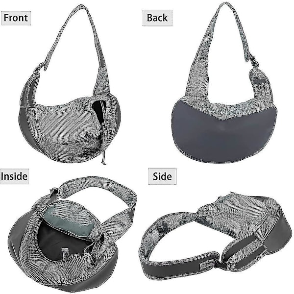 Håndfri Pet Sling Bag for Små Hunder og Katter - Pustende Mesh Skulderpose for Daglig Tur og T-bane