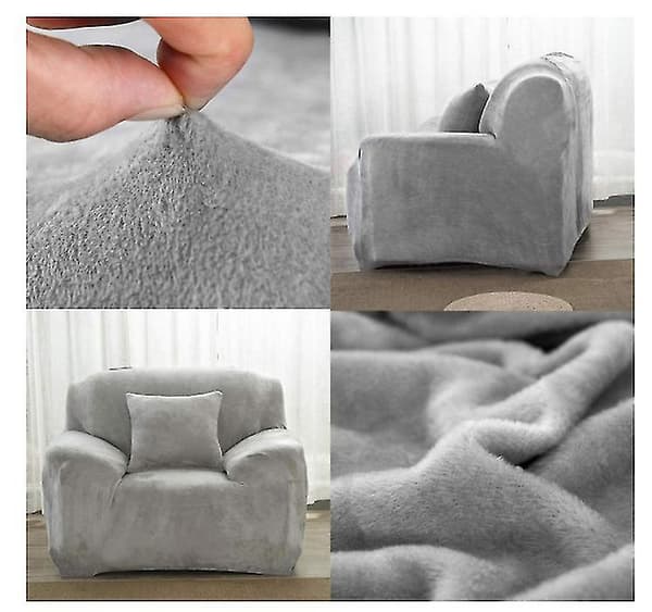 Sofföverdrag, stretchiga sofföverdrag 2-sits tjockt sofföverdrag sammet lätt passande elastiskt tyg soffskydd soffskydd husdjursskydd (grå)
