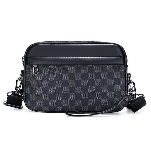 Herre Casual Plaid Skuldertaske, Læder Sports Messenger Taske