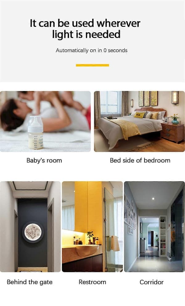Mini Dual Color LED Sensor Natlys til Sengeløs Trådløs Energibesparende Lampe til Soveværelse Skab White Light