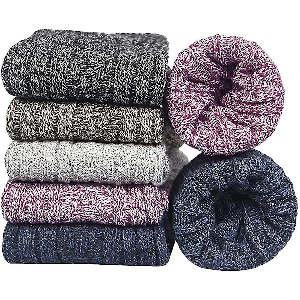 Tjocka Damstrumpor 5 Par Merino Ullstrumpor Varma Stickade Strumpor Damstrumpor