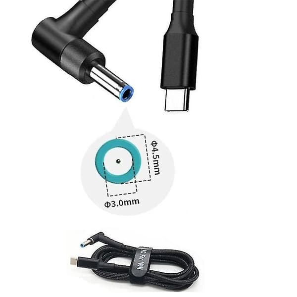 Usb C til bærbar PC ladekabeladapter Type C til Dc 4,5 x 3,0 mm konverter 100w Pd strømadapter Sup