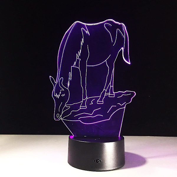 Wekity 3D djur flodhäst nattlampa 7 färger byte LED bordslampa skrivbordslampa akryl platt ABS bas USB laddare heminredning leksak födelsedag jul barn