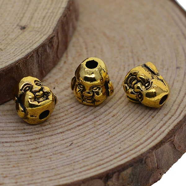 30 stk Antik Smille 3d Buddha Spiral Spacer Metal Perler Guld Farve