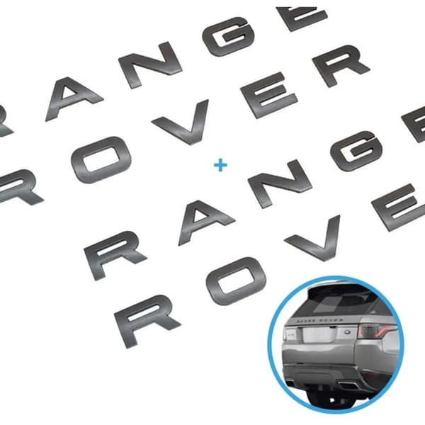 Matte sølv Range Rover X2-emblemer, for og bag, til Vogue Sport Evoque