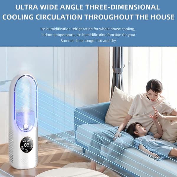 Bærbar USB-luftkøler Bladløs elektrisk ventilator 6-trins lydløs timer klimaanlæg køleventilator befugter konditioneringsventilator