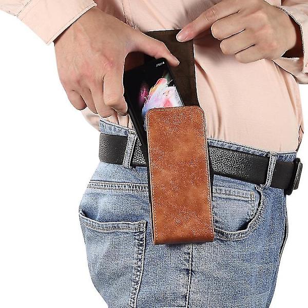 Nahkainen vyöpidike puhelimen kotelo vyötärölle ripustettava tasku kotelo yhteensopiva Samsung Galaxy Z Fold 4/z Fold 3 Brown