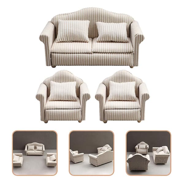 3 stk. Miniature sofa til dukkehus