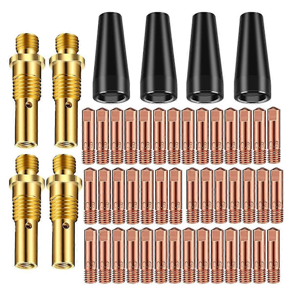 50 stk. Flux Core Gasless Dysetips Kit KP1939-1, 0,030 tommer & 0,035 tommer Kontakttips Gasdiffusorer Mig Svejsningstilbehør