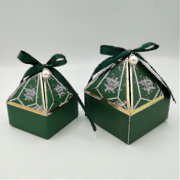 Gaveæske Bryllupsartikler Fest slikæske Baby Shower Papir Chokoladeæsker Bronzing Emballageæsker Green Pearl S 7x7x8cm