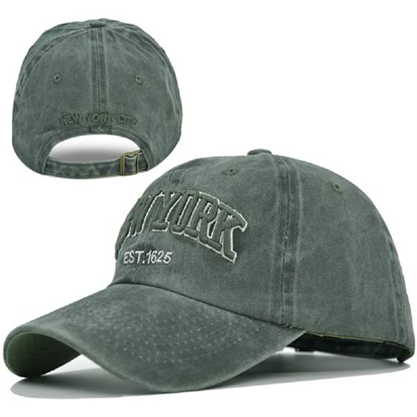 Retro Baseball Cap i Bomuld, Justerbar Udendørs Sportskasket (Grøn)