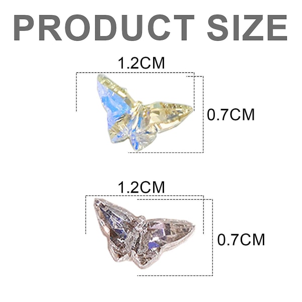 6kpl Kolmiulotteinen Butterfly Glass -kynsikoristeen 5*8mm kynsikoristeen manikyyri