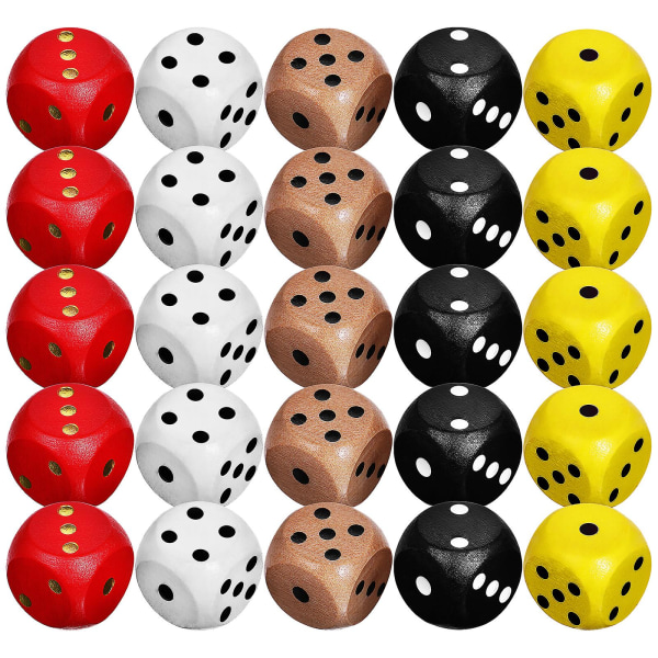 25 stk. 6-sidede terninger til spil, terninger til fester, terninger til spil, multi-