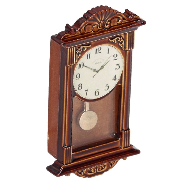 1:12 Dockhus Klocka Dekoration Klassisk Stil Utsökt Trä Legering Miniatyr Dockhus Tillbehör