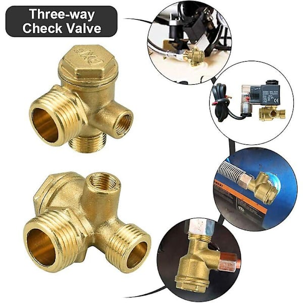 2 stk. Kobber Kompressor Tjekventil 10mm 16mm 20mm Anti-rust Kompressor Tjekventil Anti-slid Kompressor Tjekventil Til Forbindelse Rør Fittings