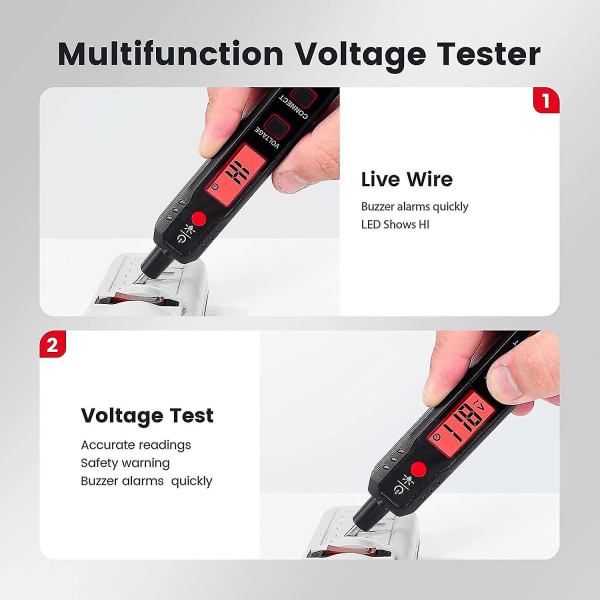 Spændingstester/ 12v-300v Berøringsfri og Berøringsfølsom Spændingspen Med Ncv, Live/nul
