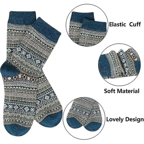 5 par uldsokker til kvinder - superbløde, varme og tykke sokker i forskellige farvemuligheder