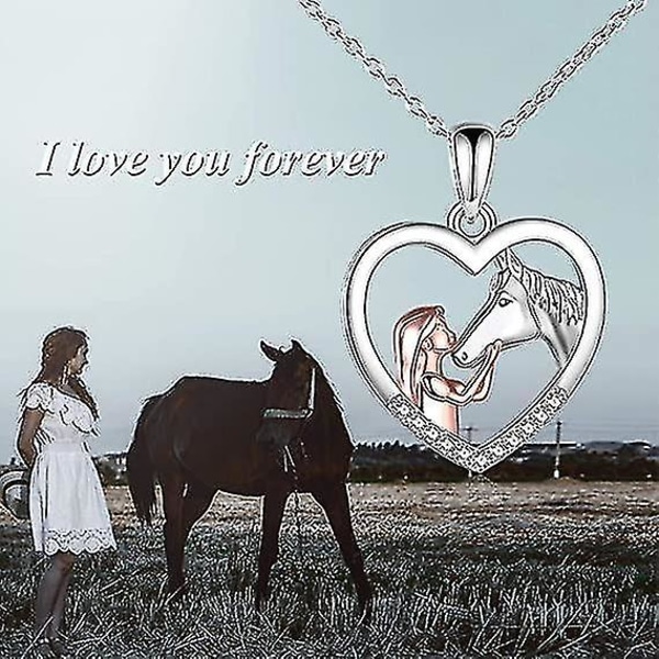 Jente og hest halskjede jenter sølv hest smykker