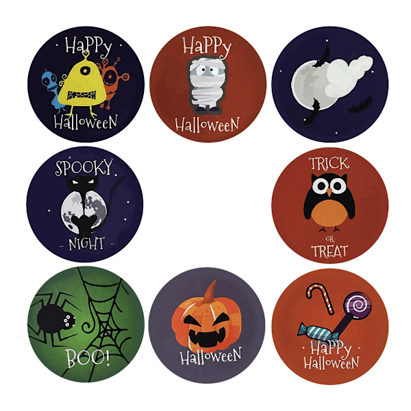 Halloween-pyöreät tarrat lahjahahmojen sinettitarrat lapsille aikuisille, rulla 500 kpl, 1 tuuma Style-1