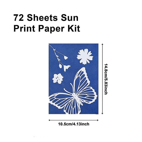73 stykker soltrykkpapir Cyanotype papirsett, solenergi tegnepapir følsomhet natur utskriftspapir