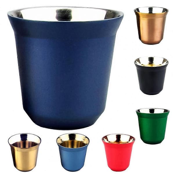 Kaffemugg i rostfritt stål, dubbelväggig söt kopp, 80 ml Espressoisolering Nespresso Pixie Kaffekapselformade Termoskaffemuggar