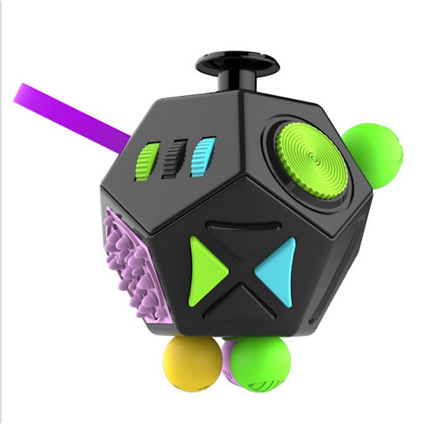 12-sivuinen Fidget Cube -lelu, lievittää stressiä lapsille, teini-ikäisille ja aikuisille B2