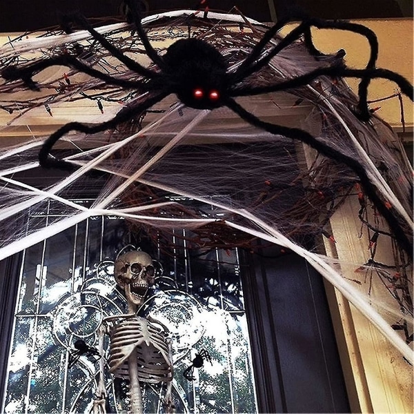 Halloween kæmpe edderkop dekorationer, 60 tommer realistisk stor skræmmende edderkop, falsk behåret edderkop, til halloween indendørs udendørs gård dekoration til hjemmefest 150cm