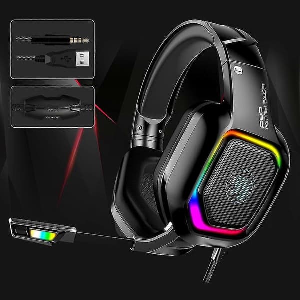 Wired Gaming Headset Headset Rgb Led Light Headset (pink)