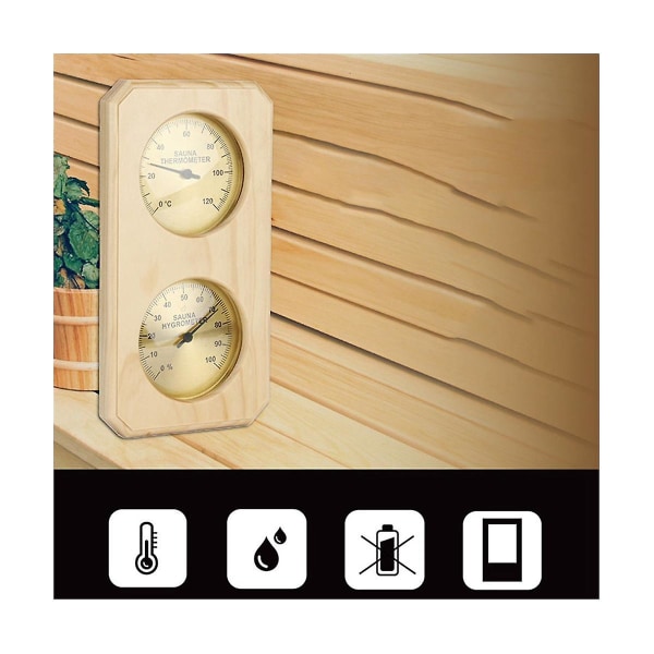 Træ saunatermometer og hygrometer 2 i 1 luftfugtighed Temperaturmåling Familiehotel sauna