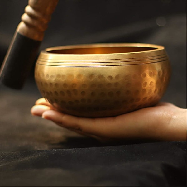 Full Moon Singing Bowl Med Vajra Kors Symbol, Handgjord I Nepal, För Healing