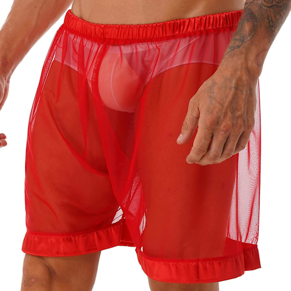 Herr Mesh Genomskinliga Lösa Lounge Boxershorts Underkläder Sommar Strandkläder  S-3xl