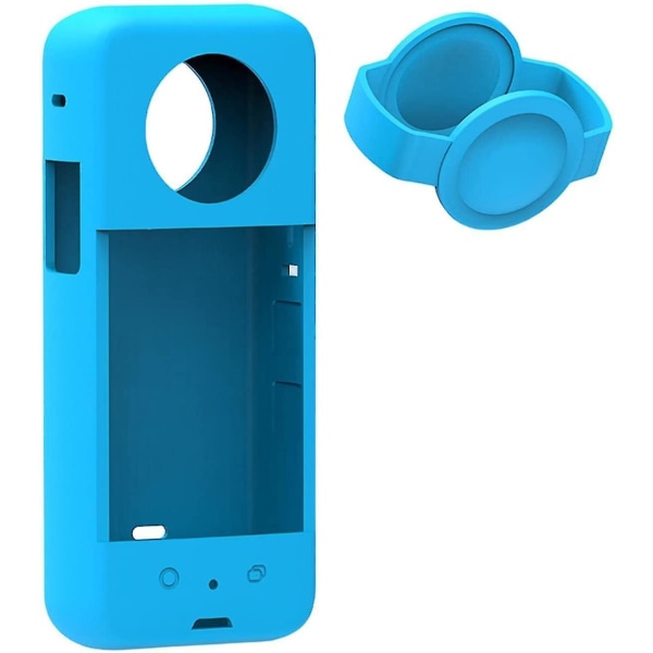 Silikonbeskyttelsesveske kompatibelt for Insta360 One X3 med linsebeskyttelsesdeksel Panoramisk actionkamera bæreveske Blue