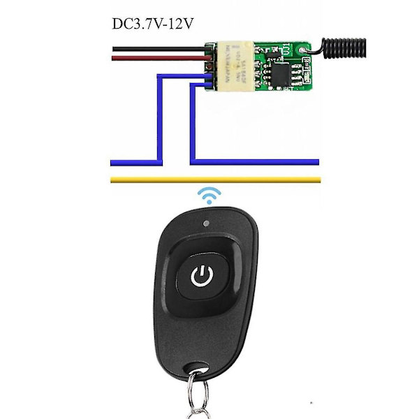 Mini-reläkontakt med knappsparande RF-trådlösa switchar DC3.7v-12v 433mhz Små fjärrswitchar