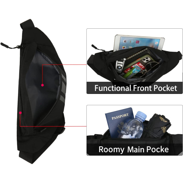 Bæltetasker og Fanny Packs Vandtætte til Mænd Kvinder Taljepakker Taske til Løb Hundeluftning Vandreture Rejser