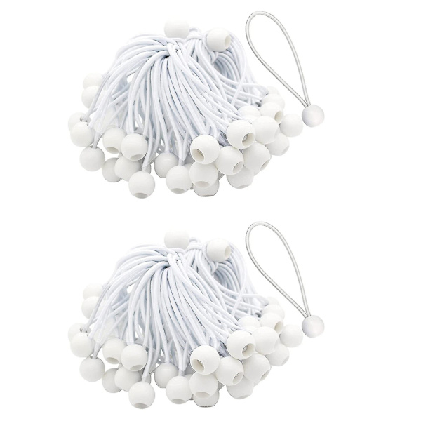 50 st Bungee-sladd med bollar Elastiska slips Bungee-växlar slips(vit)