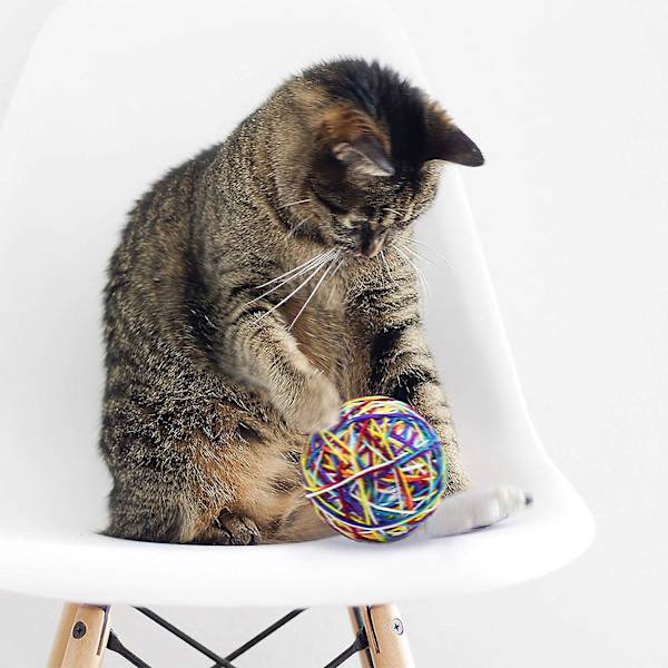 Kattboll leksaker, 2 stycken färgad ull rep skum boll katt boll leksak boll, interaktiv katt boll, med klocka, för att eliminera tristess