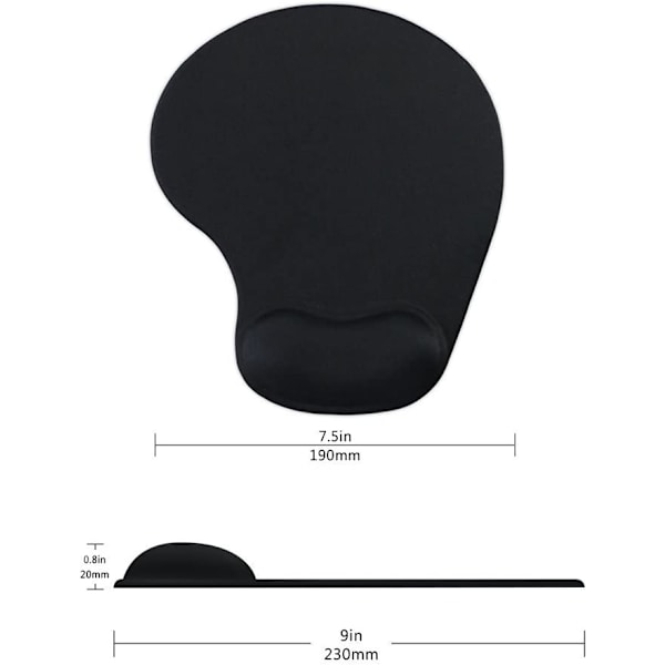 Kontormusematte med gelhåndleddsstøtte - Ergonomisk spillmusematte for skrivebord - Design Gamepad-matte gummibase for bærbar PC