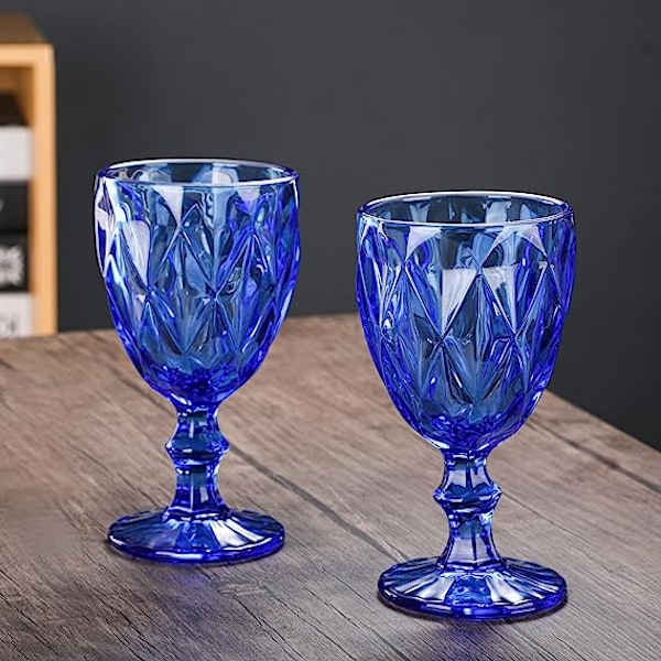Färgade vinglas, vattenglasbägare, glasdryckesset, Vinta