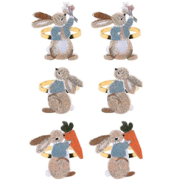 6 delar kanin metall servetthållare för påsk Hem Köksinredning
