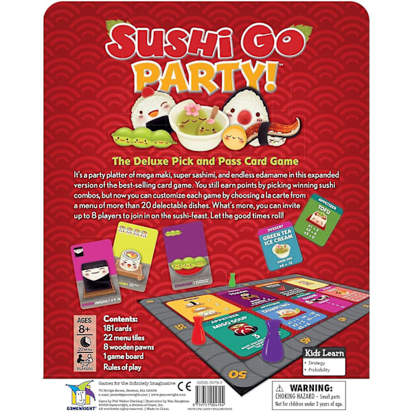 Gamewright | Sushi Go Party Spill | Kortspill | Fra 8 år | 2-8 spillere | 20 minutters spilletid