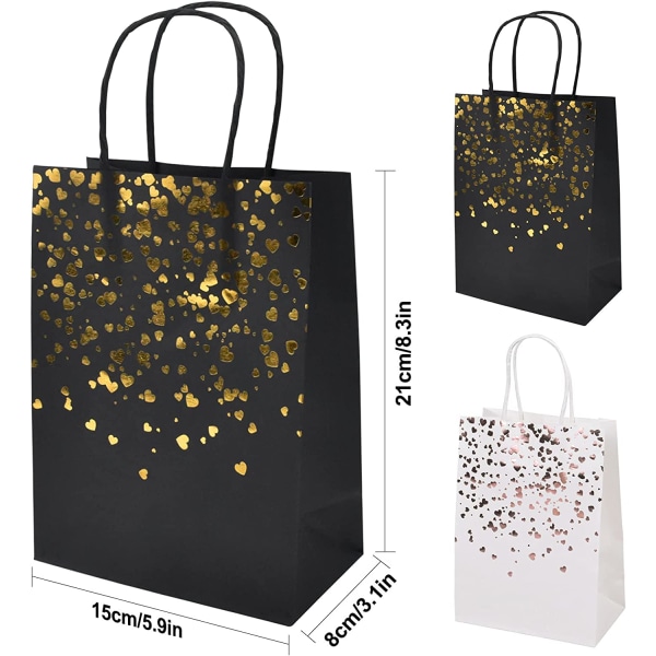 12 presentpåsar i kraftpapper, roséguldpapper