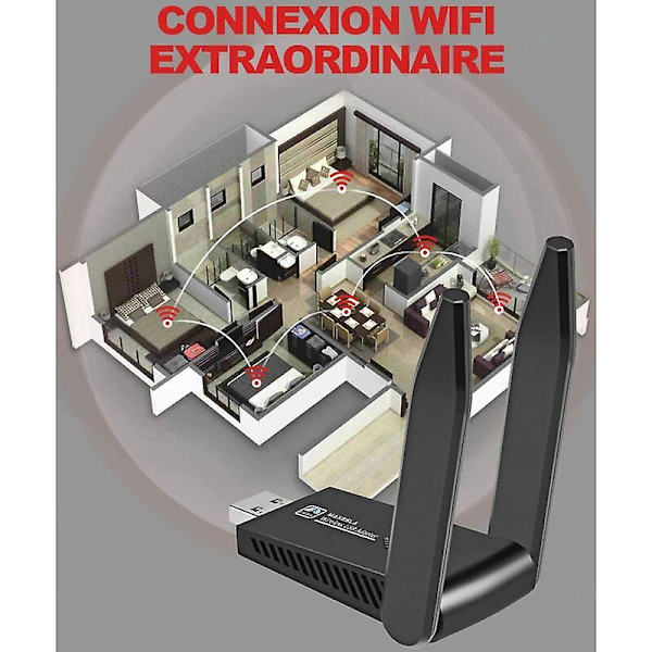 Tehokas 1300 Mbps:n Wifi-dongle, kaksoiskaistainen USB 3.0 Wifi-dongle, 2.4g/5ghz Wifi-dongle, Pc/kannettava/pöytäkone/tabletti Wifi Usb-sovitin, yhteensopiva Win