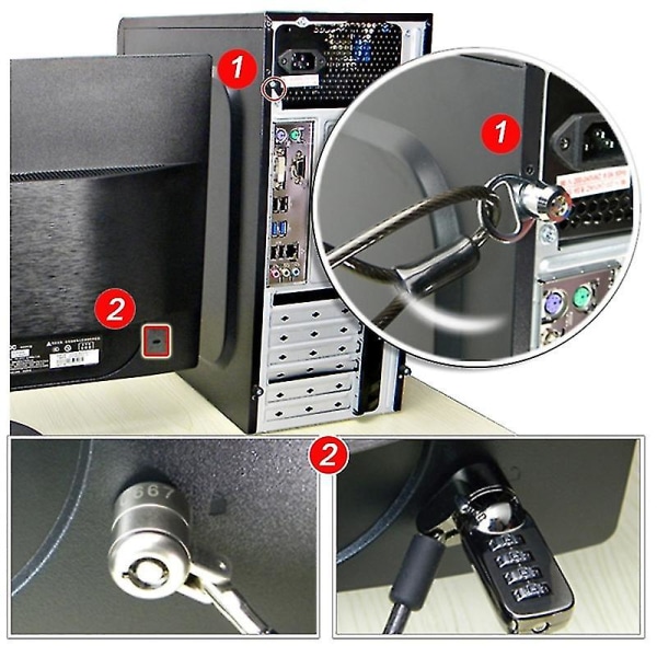 Sikkerhetsnøkler Låsebeskyttelser Tyverisikring Stasjonær datamaskin Chassisstyring Datakasselås med nøkler