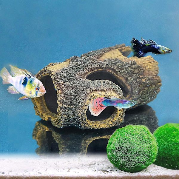 Harpiks Hul Træstamme Betta Log Akvarium Dekoration Ornament Fisk Hus Hule Træhus Dekoration Til Små Og Mellemstore Akvarier