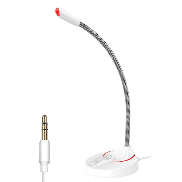 Mini-mikrofonin USB / 3,5 mm kondensaattorimikrofoni PC-tietokoneelle F12 valkoinen 3,5 mm
