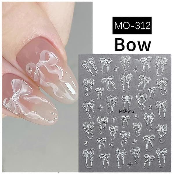 Band Rosetter Nageldekor Vit 3D DIY Nageldekor Smycken MO-314